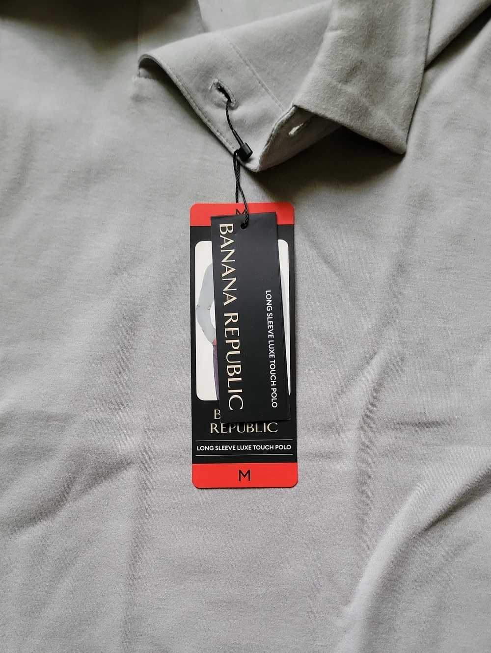 Banana Republic New With Tags Men's Long Sleeve Polo Shirt - Light Gray